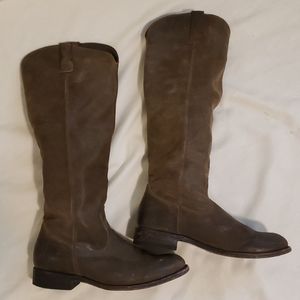 Brown leather boots